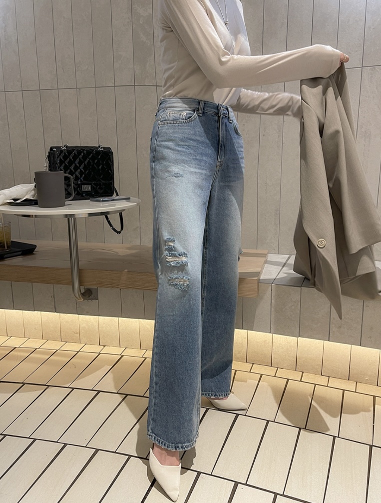 LEA直郵韓國代購女裝新款熱賣休閑24春夏職業推薦時尚牛仔褲이향牛仔褲