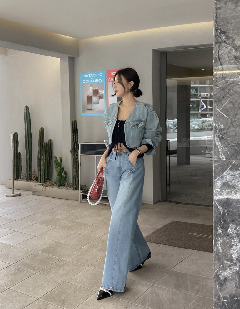 LEA韓國直郵東大門實拍女裝新款熱賣真品人氣時尚職業牛仔褲이향牛仔褲