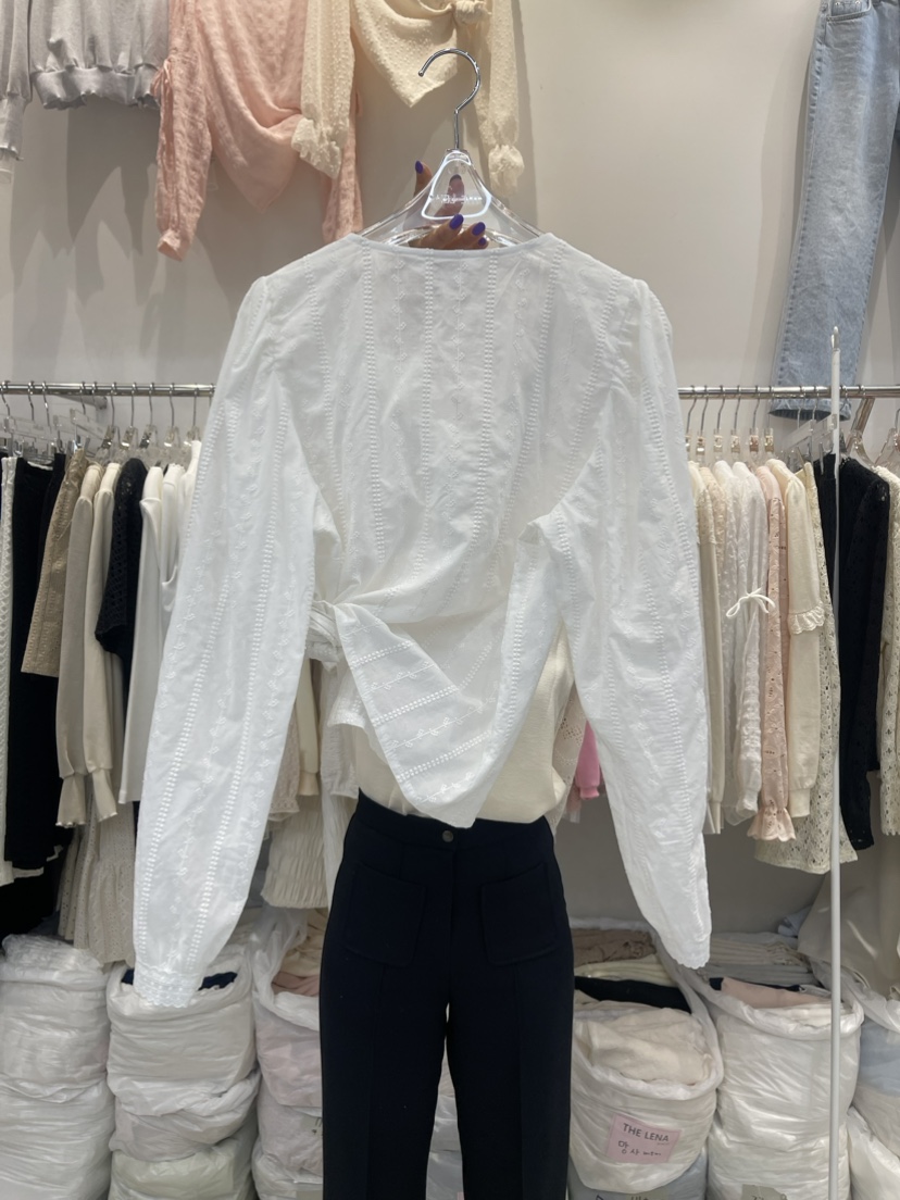 THE LENA韓國直郵女裝新款推薦職業24春夏真品襯衫蕾絲衫NWEOL襯衫/蕾絲衫