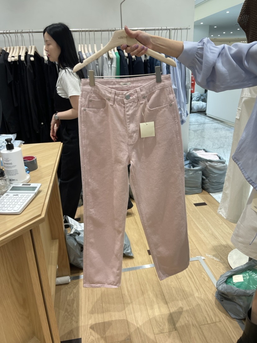 VILLETTE/REFORM韓國直郵東大門代購女裝新品熱賣休閑褲牛仔布CREAM-P休閑褲