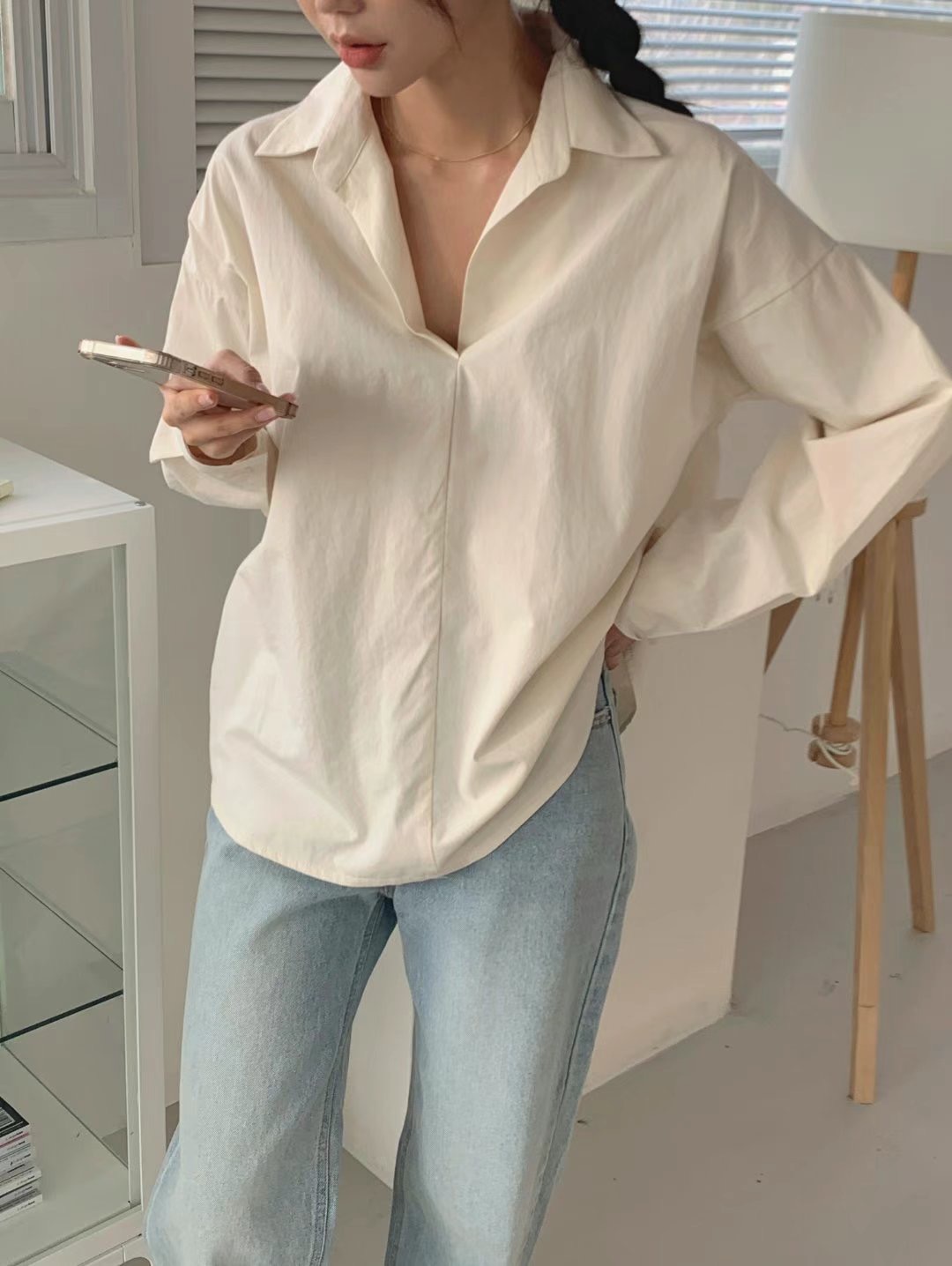 BONGBLY-봉블리-T韓國直郵東大門代購女裝新款熱賣襯衫蕾絲衫OPENRUN襯衫/蕾絲衫