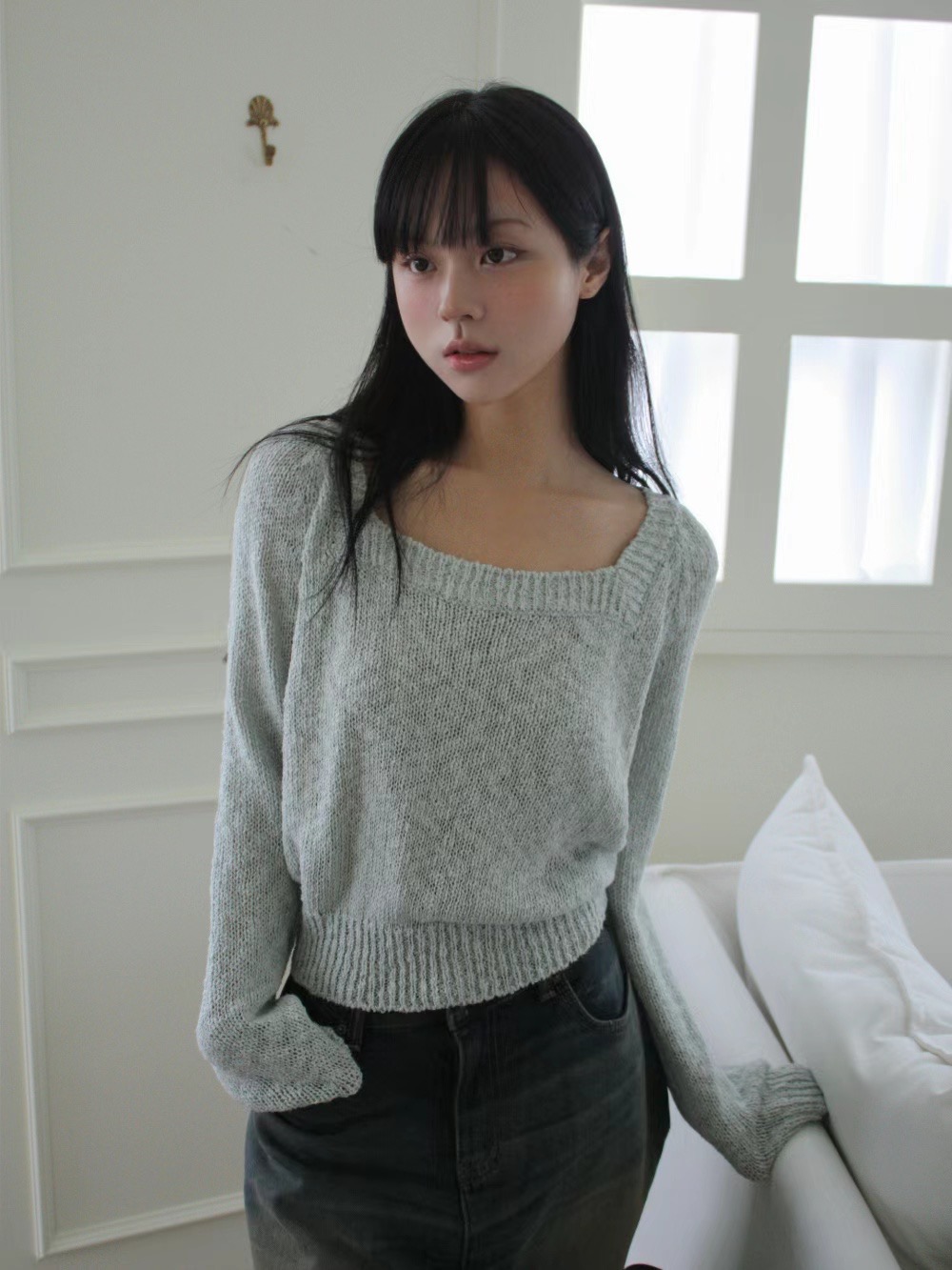HOPPER直郵韓國代購女裝新款時尚推薦職業24春夏真品針織衫HOPPER/LAY OVER針織衫圖色1