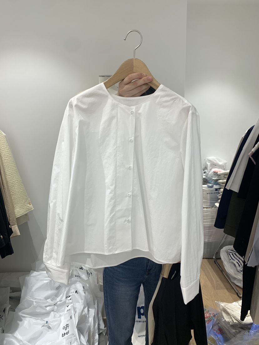 OUR-A韓國直郵女裝新款熱賣休閑職業真品24春夏襯衫蕾絲衫OUR-A襯衫/蕾絲衫