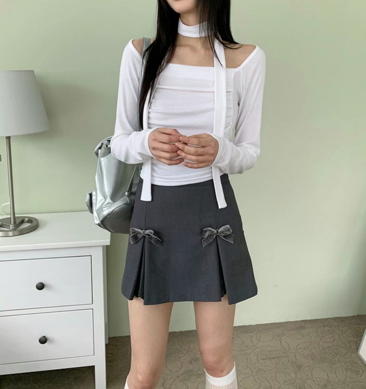 VERLIEBT韓國直郵女裝新款推薦休閑人氣24春夏時尚短裙褶皺VERLIEBT短裙