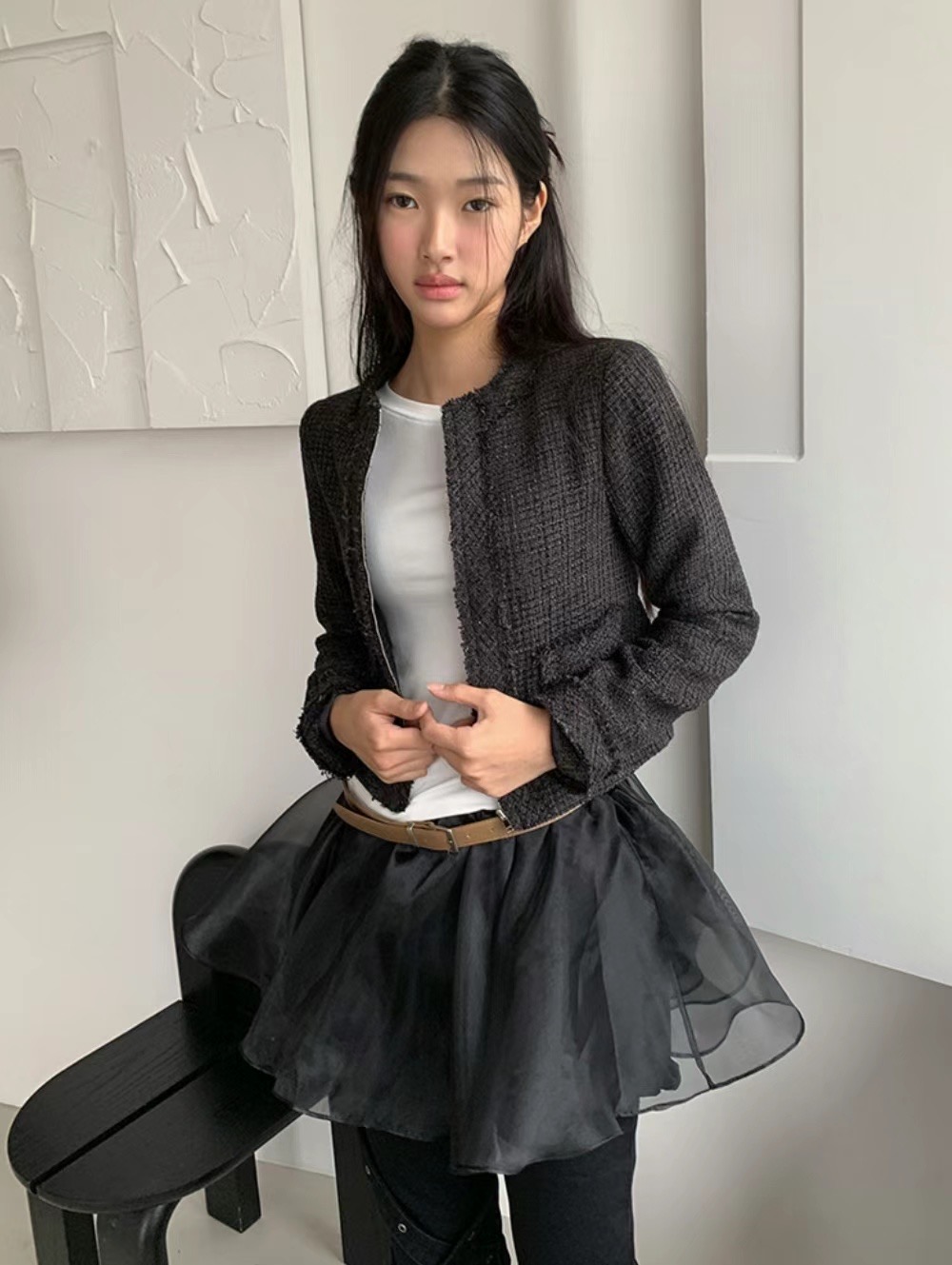 VERLIEBT直郵韓國代購女裝新款人氣熱賣時尚推薦夾克粗花呢VERLIEBT夾克