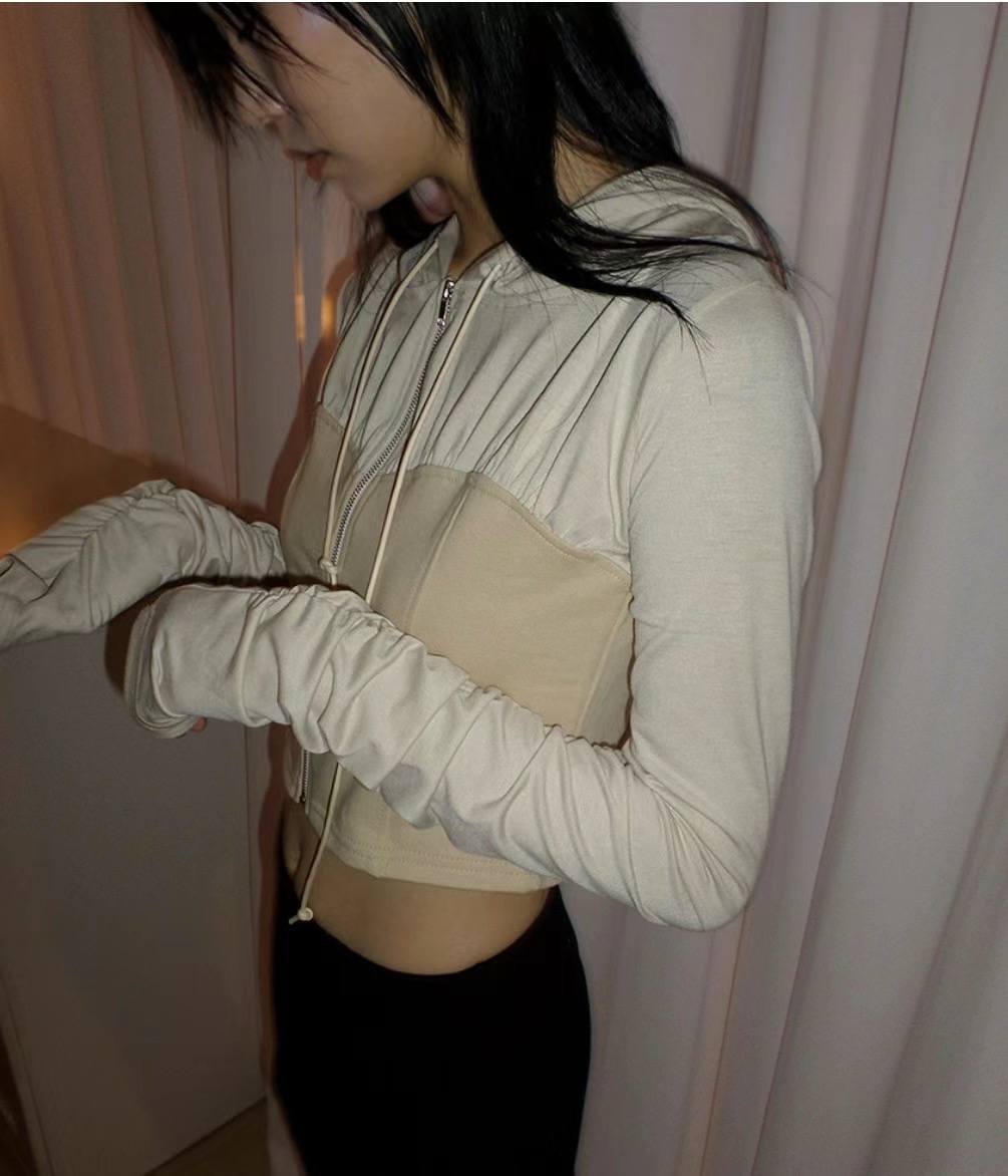 VERLIEBT直郵韓國代購女裝新品休閑24春夏長袖T恤拉鏈連帽VERLIEBT長袖T恤