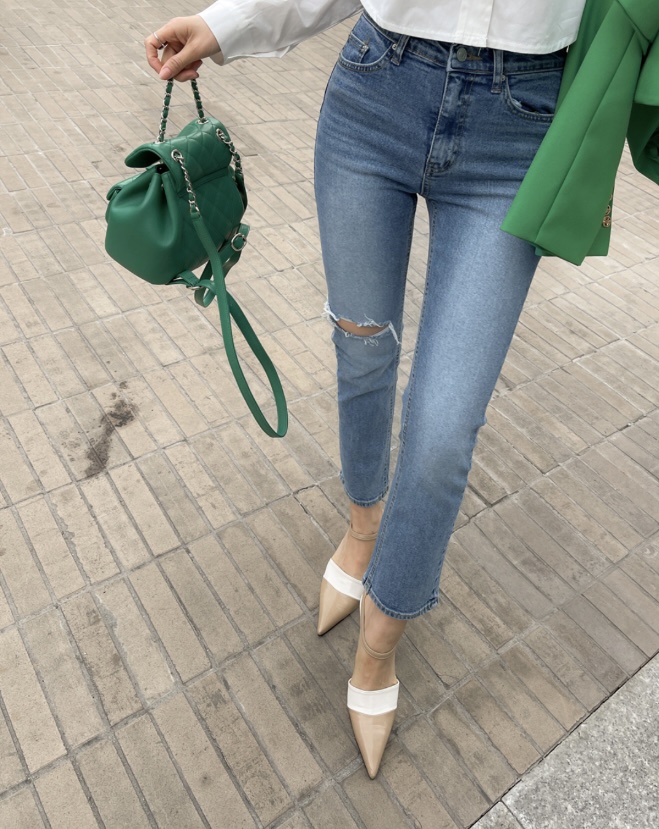 LEA韓國直郵女裝新品時尚推薦24春夏人氣休閑牛仔褲牛仔布이향牛仔褲