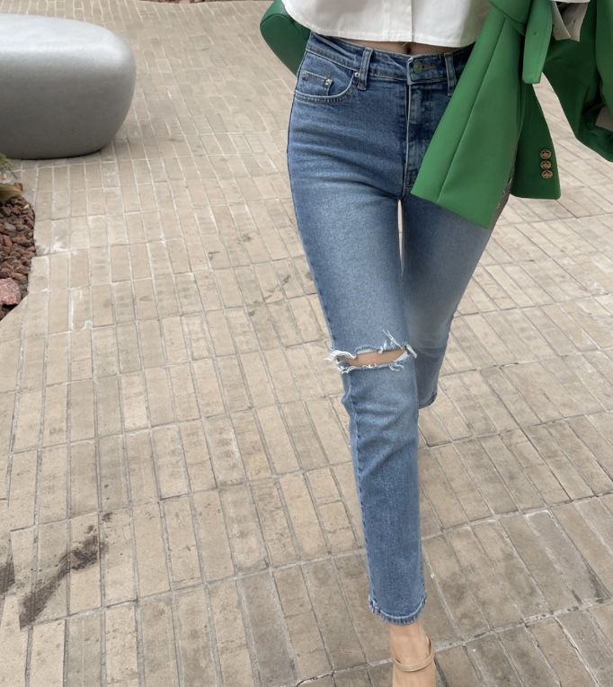 LEA韓國直郵女裝新品時尚推薦24春夏人氣休閑牛仔褲牛仔布이향牛仔褲