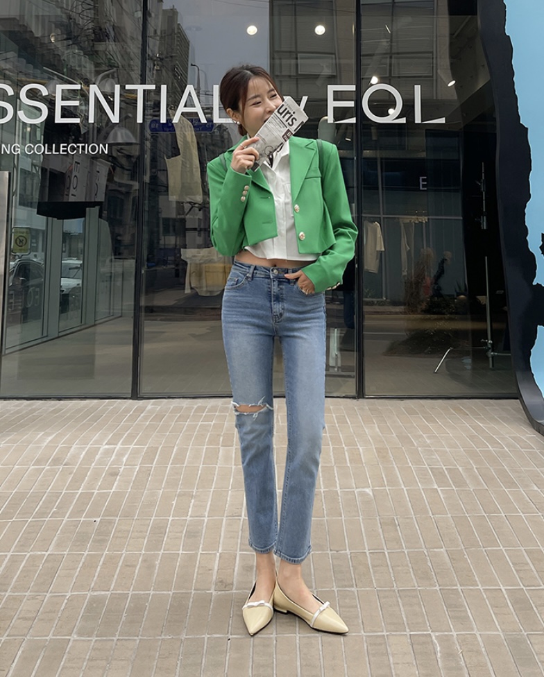 LEA韓國直郵女裝新品時尚推薦24春夏人氣休閑牛仔褲牛仔布이향牛仔褲