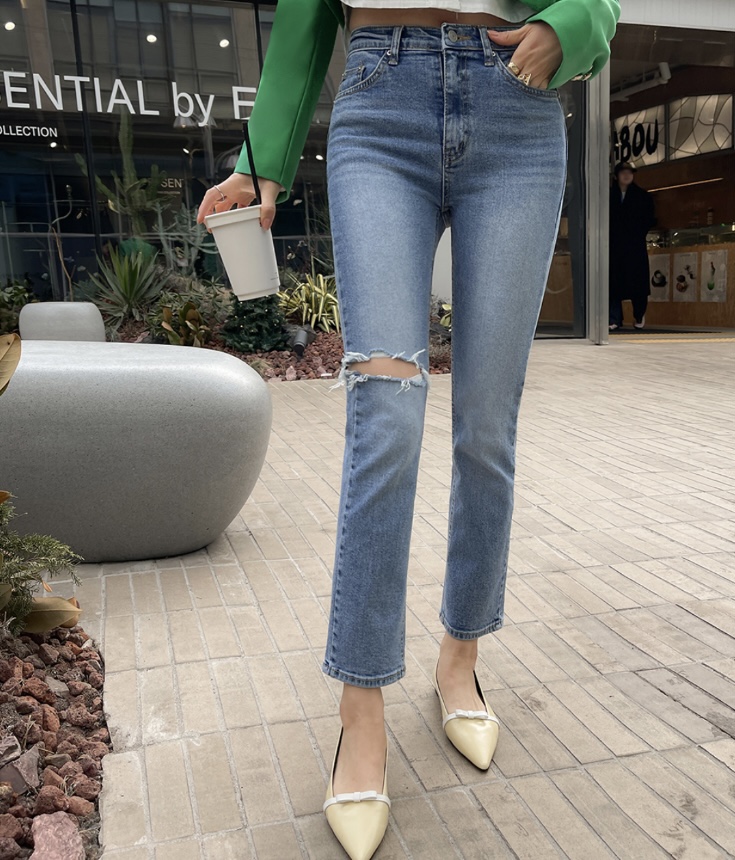 LEA韓國直郵女裝新品時尚推薦24春夏人氣休閑牛仔褲牛仔布이향牛仔褲圖色1