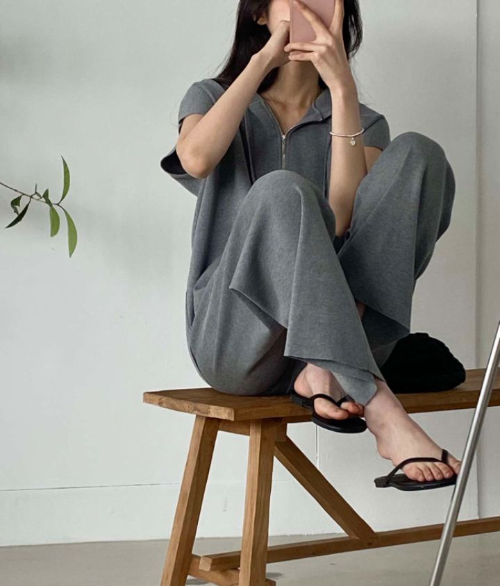 DORI韓國直郵女裝新款職業24春夏人氣時尚休閑真品套裝拉鏈OURR套裝