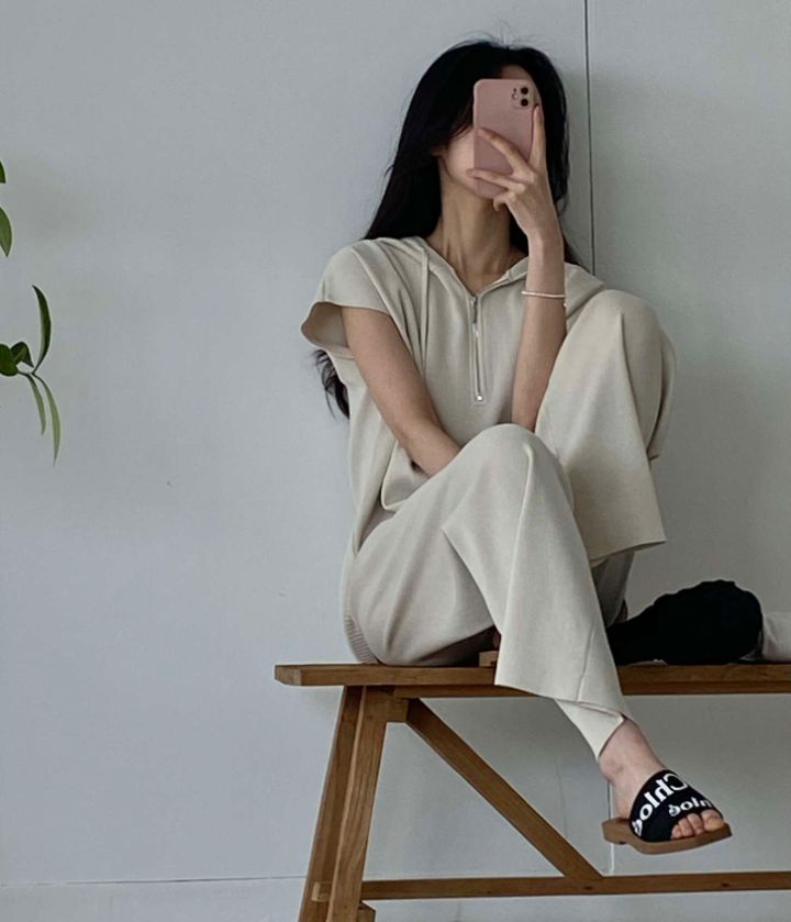 DORI韓國直郵女裝新款職業24春夏人氣時尚休閑真品套裝拉鏈OURR套裝