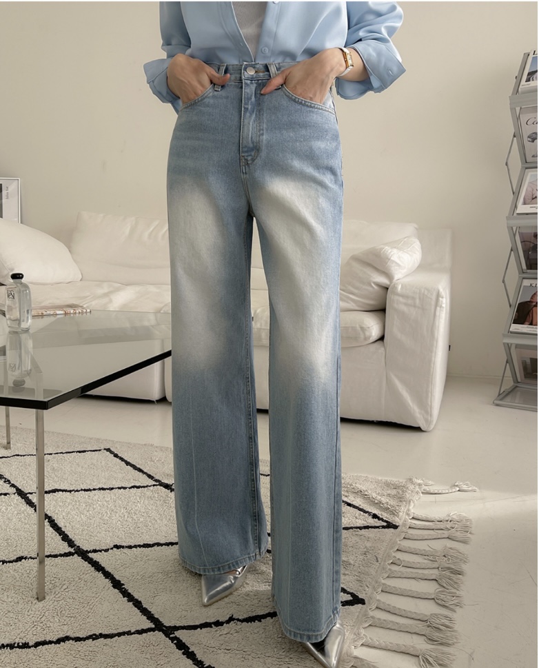 LEA韓國直郵東大門代購女裝新品時尚真品24春夏熱賣牛仔褲이향牛仔褲圖色1