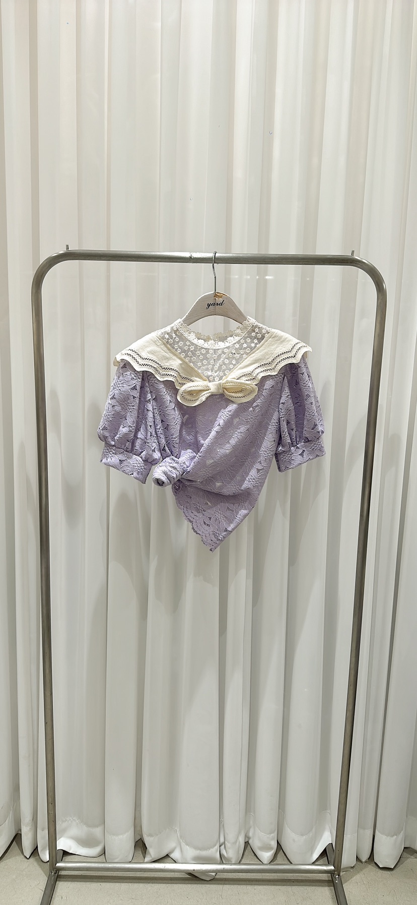 YARD直郵韓國代購女裝新品24春夏時尚襯衫蕾絲衫刺繡蕾絲YARD襯衫/蕾絲衫