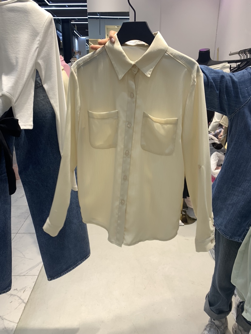 SINGLE LADY韓國直郵女裝新款休閑熱賣24春夏襯衫蕾絲衫WASHBLUE襯衫/蕾絲衫圖色2