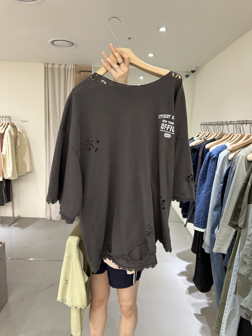 VAULT韓國直郵女裝新品真品休閑熱賣職業24春夏推薦T恤蕾絲VAULTT恤圖色2