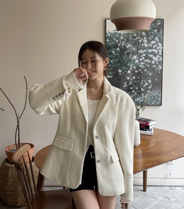 LEA/ASHER-J韓國直郵東大門代購女裝新品職業熱賣夾克花呢이향夾克