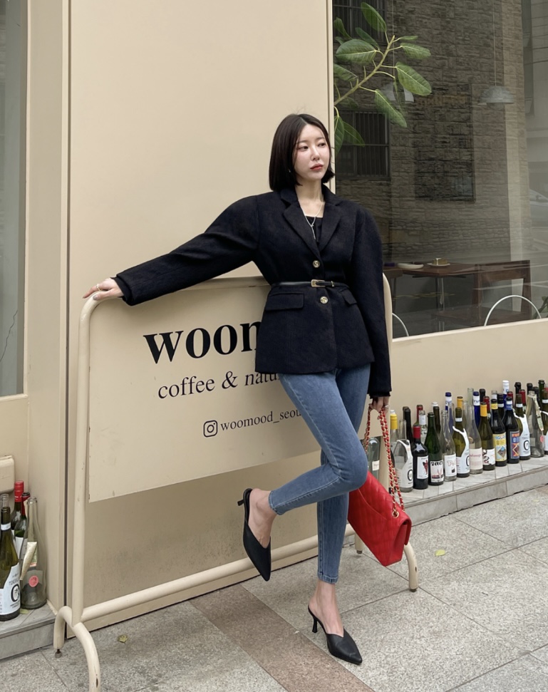 LEA/ASHER-J韓國直郵東大門代購女裝新品職業熱賣夾克花呢이향夾克