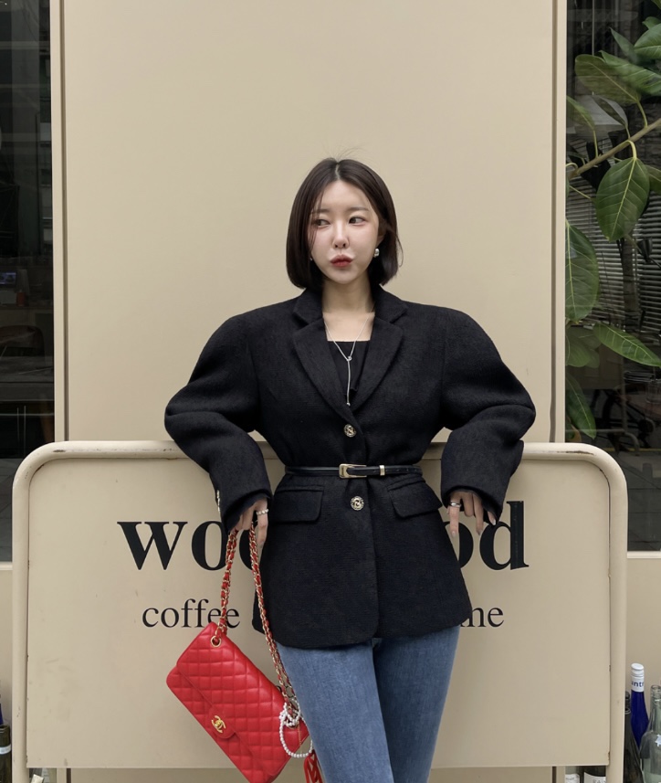 LEA/ASHER-J韓國直郵東大門代購女裝新品職業熱賣夾克花呢이향夾克