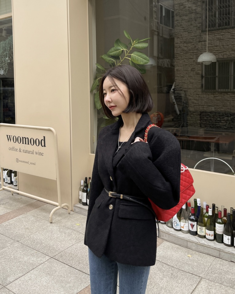 LEA/ASHER-J韓國直郵東大門代購女裝新品職業熱賣夾克花呢이향夾克