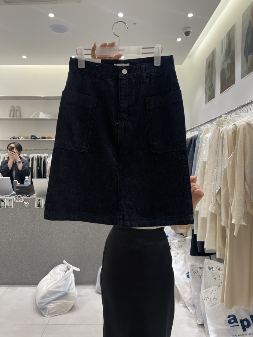 WOOD SAGE韓國直郵東大門實拍女裝新款熱賣職業短裙牛仔布WOOD SAGE短裙