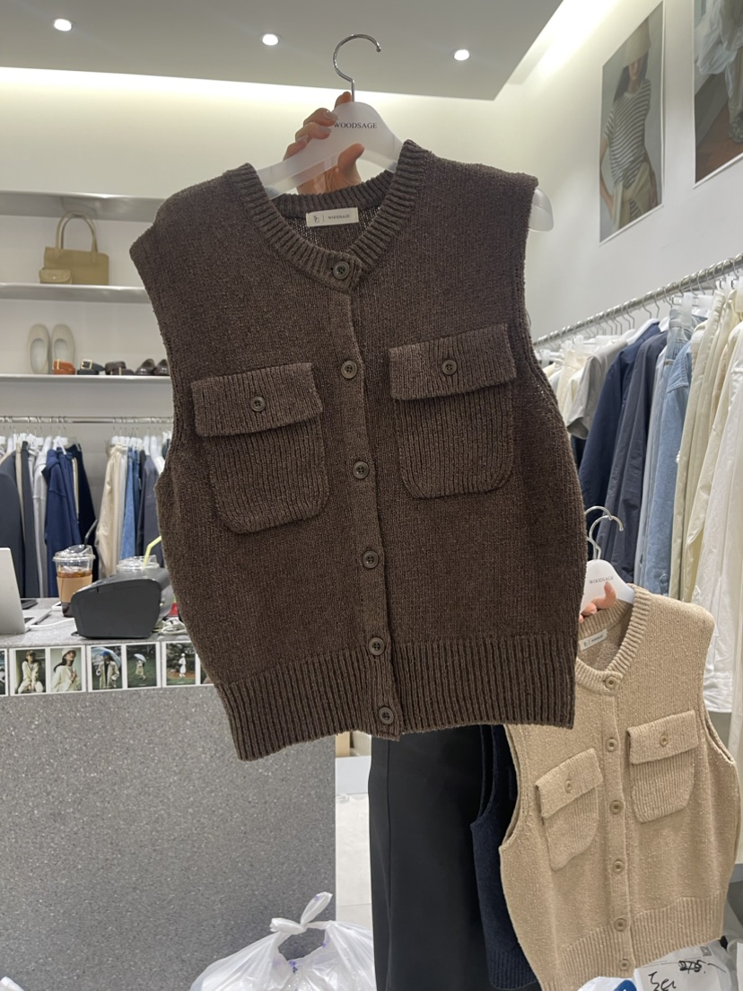 WOOD SAGE韓國直郵東大門代購女裝新品熱賣推薦24春夏馬甲口袋WOOD SAGE馬甲圖色2