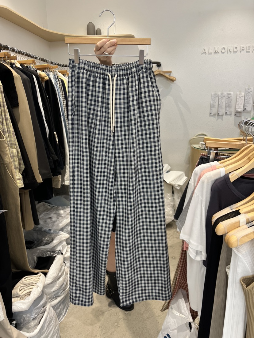 ALMOND PEPE韓國直郵東大門代購女裝新品熱賣休閑褲格子格紋ALMOND PEPE休閑褲
