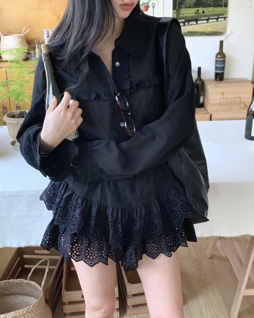 ALMOND PEPE韓國直郵女裝新品真品休閑24春夏時尚裙褲蕾絲ALMOND PEPE裙褲