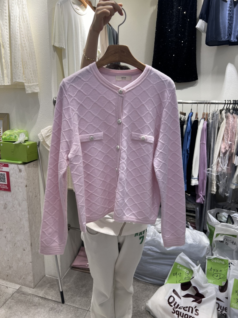 SELINA-Q韓國直郵東大門實拍女裝新品熱賣職業針織衫開襟衫SELINA-Q針織衫