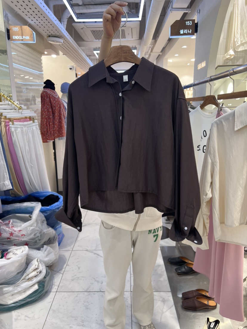 SELINA-Q直郵韓國代購女裝新款推薦24春夏休閑襯衫蕾絲衫SELINA-Q襯衫/蕾絲衫