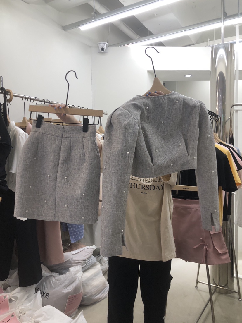 VENEFIT直郵韓國代購女裝新款人氣休閑熱賣真品推薦套裝花呢VENEFIT/JENNIE套裝