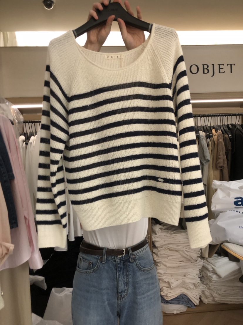 OBJET韓國直郵東大門代購女士新品真品熱賣24春夏職業針織衫love us u/OBJET針織衫圖色2