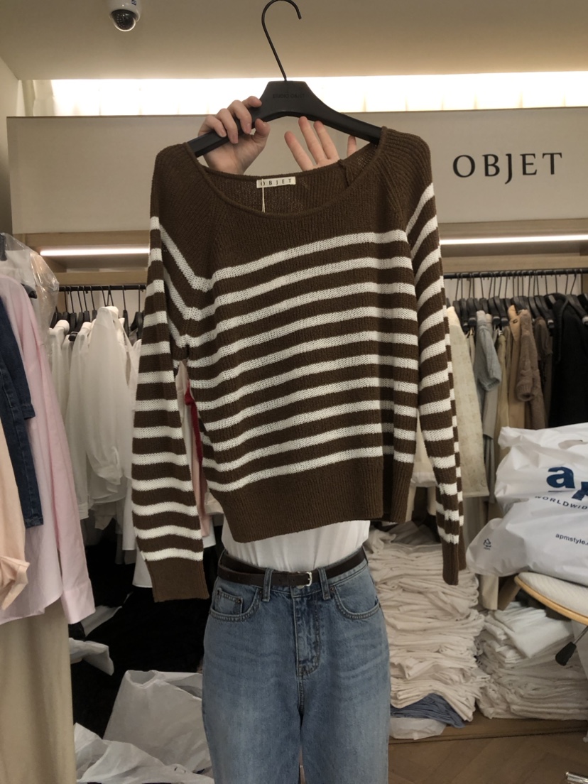 OBJET韓國直郵東大門代購女士新品真品熱賣24春夏職業針織衫love us u/OBJET針織衫圖色3