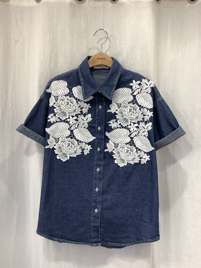 O MARIE韓國直郵女裝新品24春夏職業休閑熱賣襯衫蕾絲衫O'MARIE襯衫/蕾絲衫