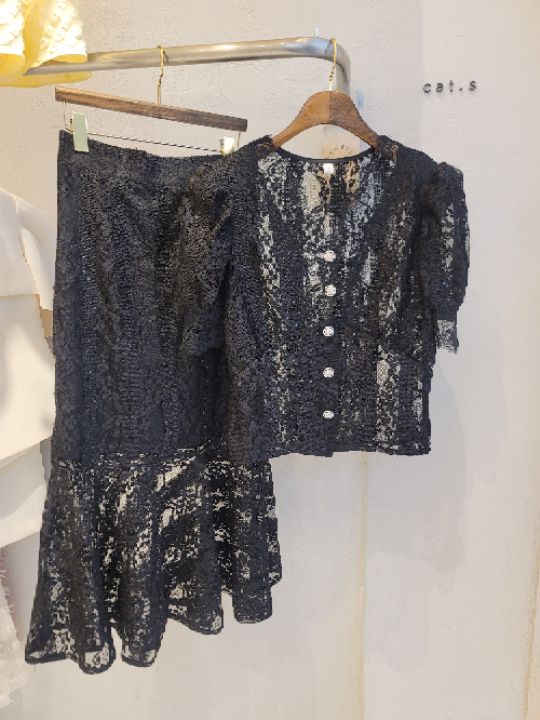 Cat.s韓國直郵東大門代購女裝新款24春夏真品熱賣套裝蕾絲Cat.s____套裝圖色2