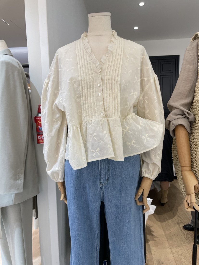 VENIR韓國直郵東大門實拍女裝新款24春夏推薦真品襯衫蕾絲衫VENIR-a襯衫/蕾絲衫圖色1