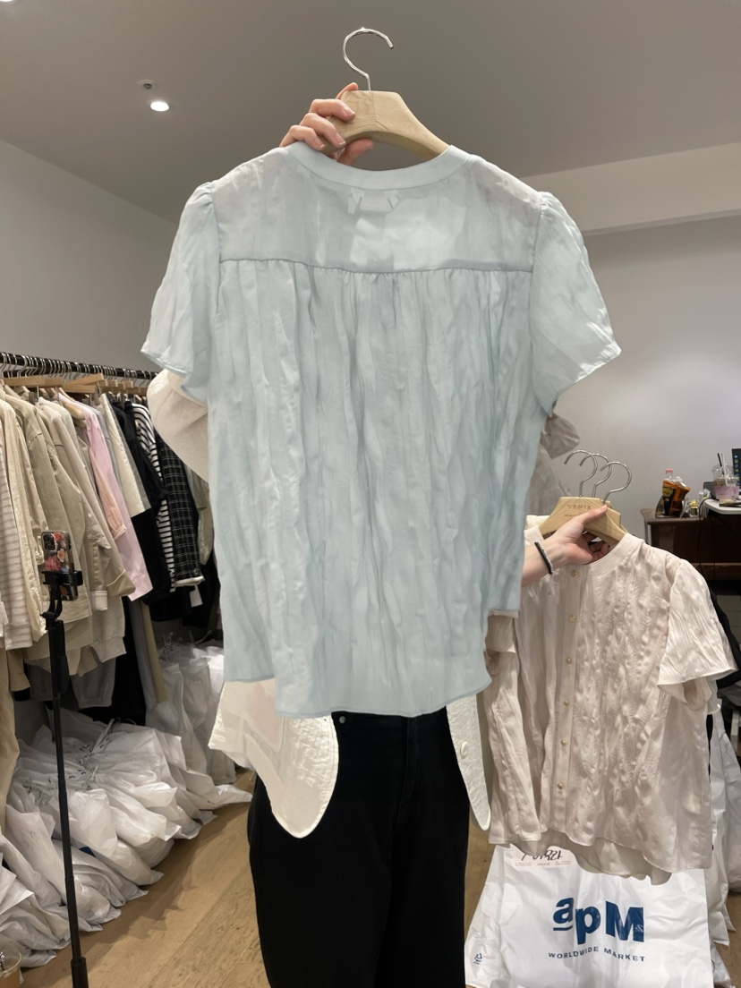VENIR韓國直郵女裝新款時尚推薦人氣休閑24春夏襯衫蕾絲衫VENIR-a襯衫/蕾絲衫
