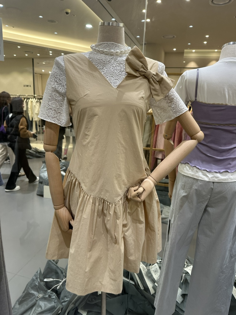 LUMIPLE韓國直郵東大門實拍女裝新品24春夏推薦連衣裙蝴蝶結LUMIPLE連衣裙