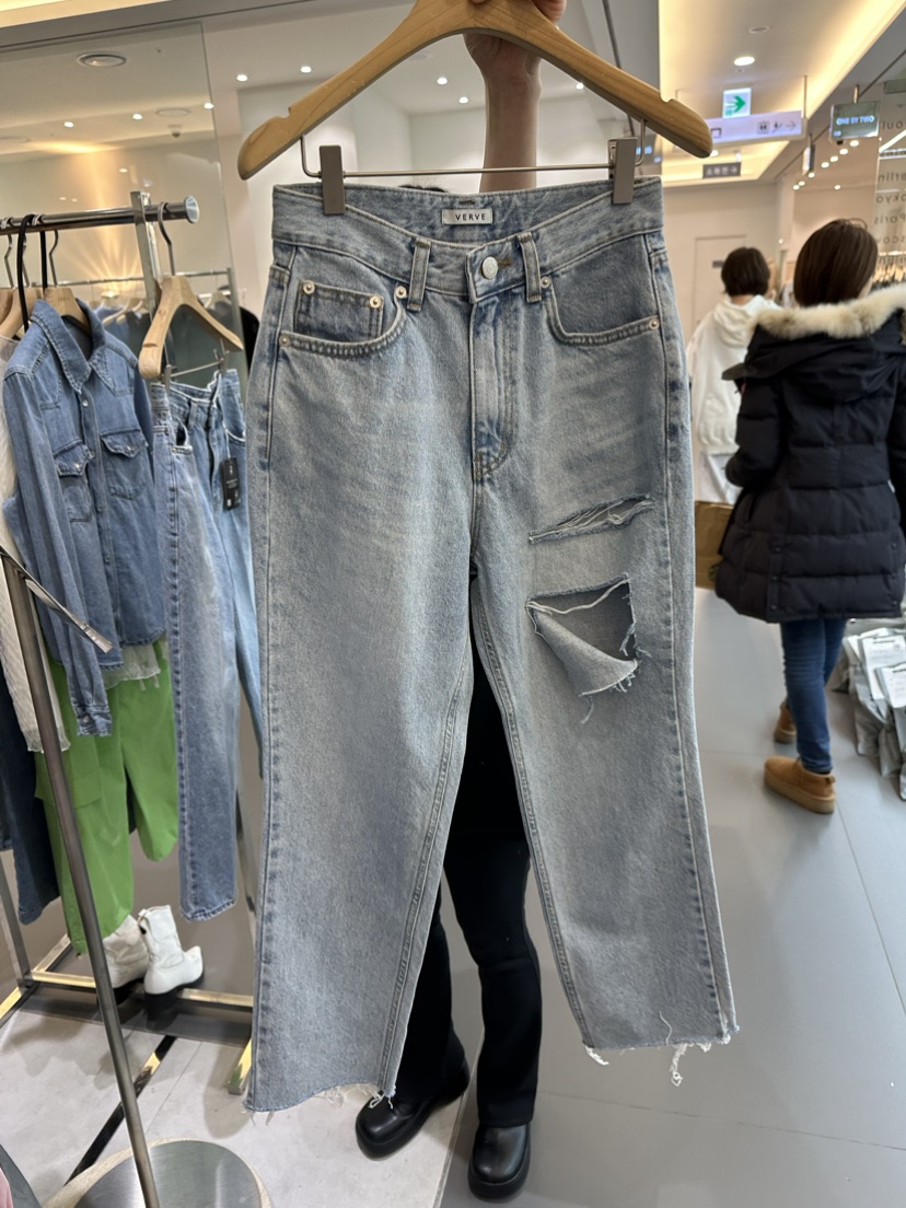 VERVE韓國直郵女裝新品熱賣職業推薦24春夏人氣時尚牛仔褲LOVE PINK牛仔褲