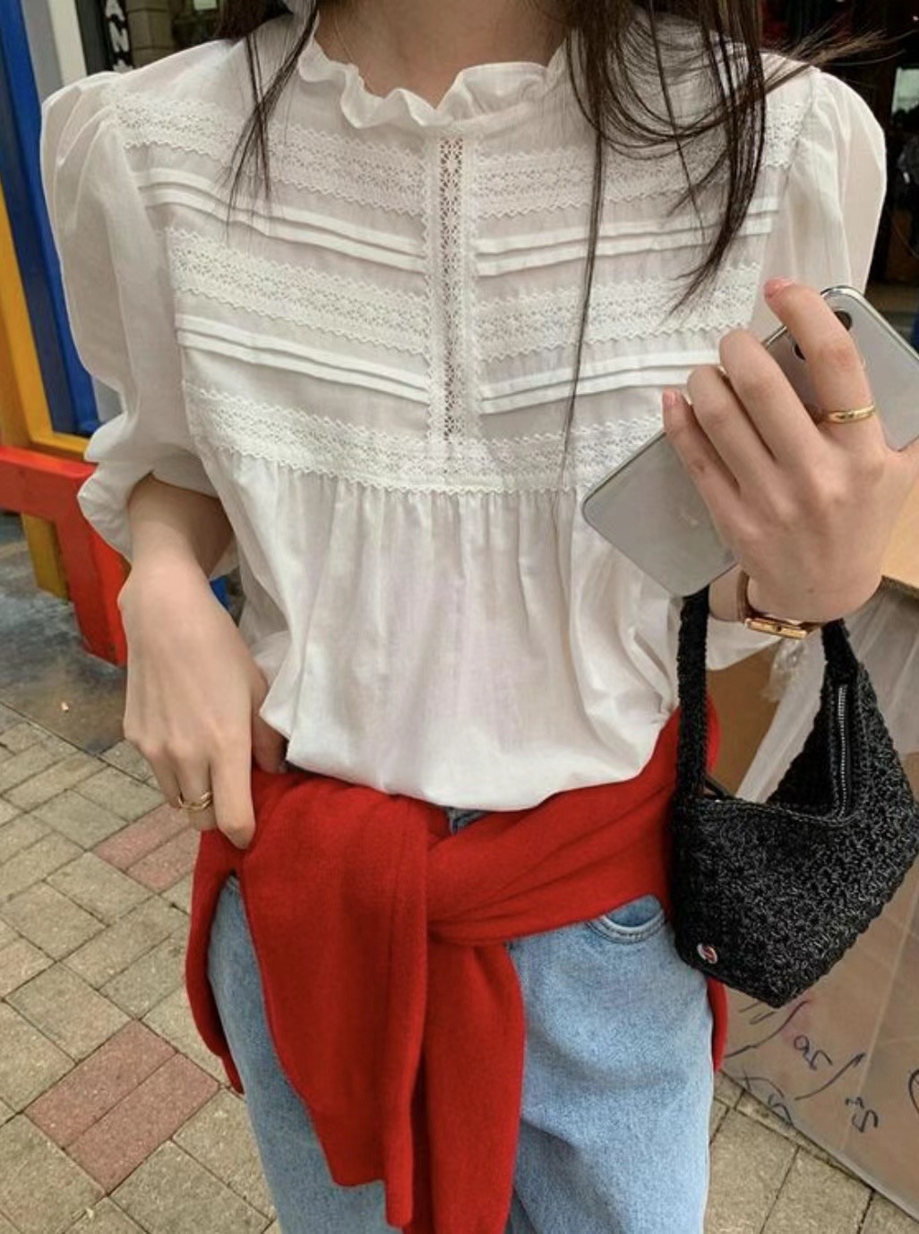 MICO-미코-T韓國直郵東大門實拍女裝新款真品推薦襯衫蕾絲衫ALL OVER襯衫/蕾絲衫