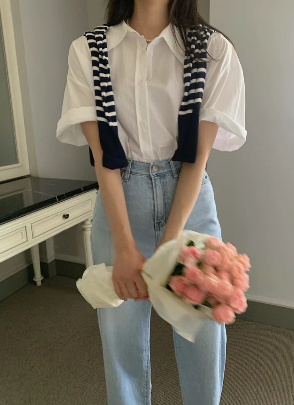 MICO-미코-T韓國直郵女裝新款熱賣真品時尚24春夏襯衫蕾絲衫ALL OVER襯衫/蕾絲衫