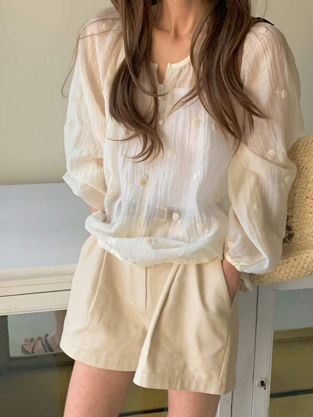 MICO-미코-T韓國直郵女裝新款熱賣職業真品人氣襯衫蕾絲衫ALL OVER襯衫/蕾絲衫