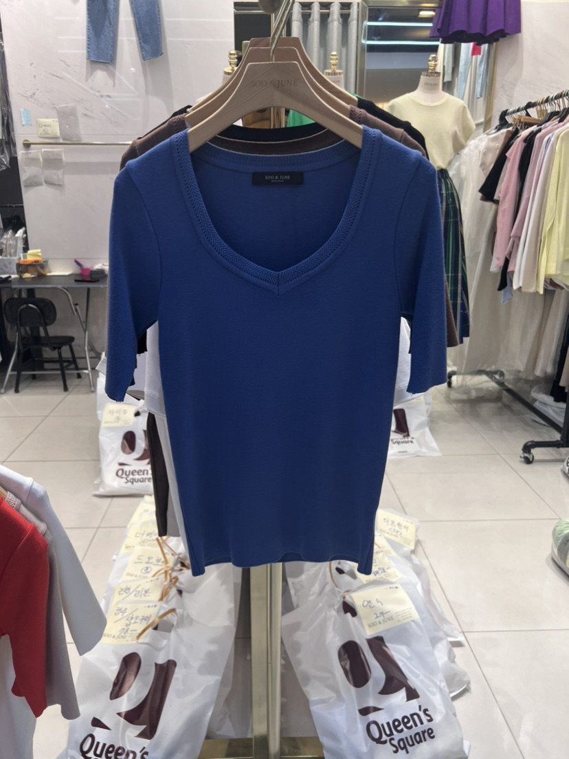 SOO JUNE韓國直郵女裝新品休閑24春夏真品熱賣職業人氣T恤SOO JUNET恤圖色4