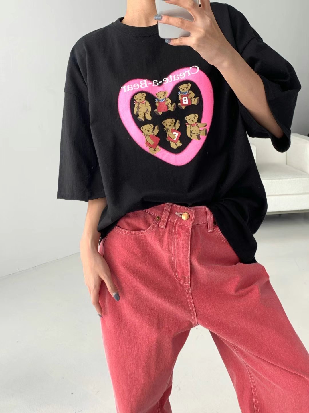 P.SHOP韓國直郵女裝新品休閑人氣熱賣推薦職業真品24春夏T恤P.SHOPT恤