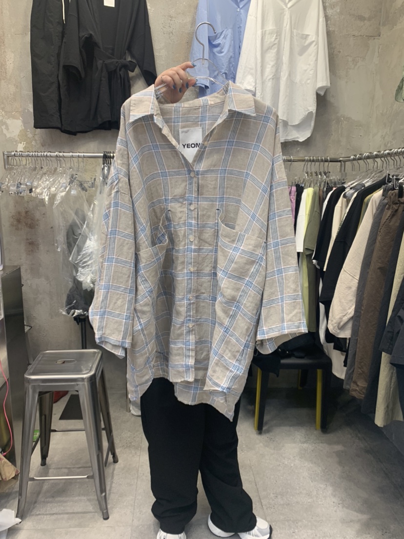 YEON-男女裝韓國直郵東大門代購女士新品24春夏襯衫蕾絲衫格紋YEON襯衫/蕾絲衫圖色3