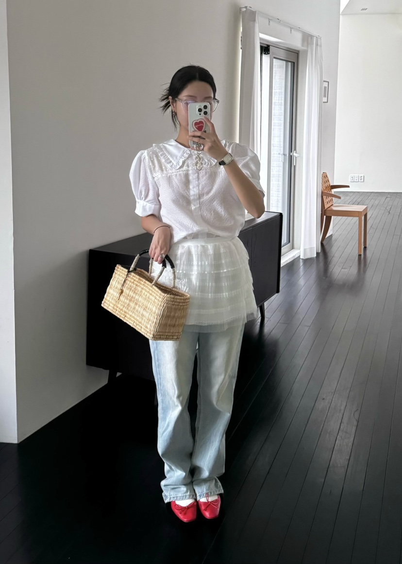OUPPT韓國直郵東大門代購女裝新品休閑推薦熱賣時尚襯衫蕾絲衫OUPPT襯衫/蕾絲衫