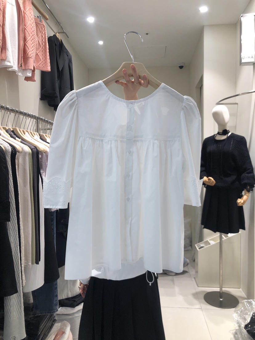 uha韓國直郵東大門實拍女裝新款熱賣24春夏職業襯衫蕾絲衫uha襯衫/蕾絲衫