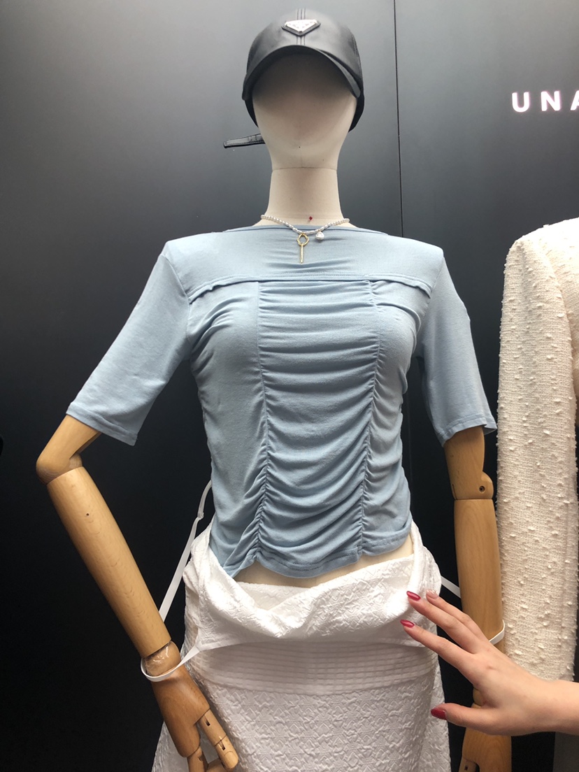 UNA韓國直郵東大門實拍女裝新品24春夏熱賣人氣真品職業T恤THEMAY/UNAT恤圖色2