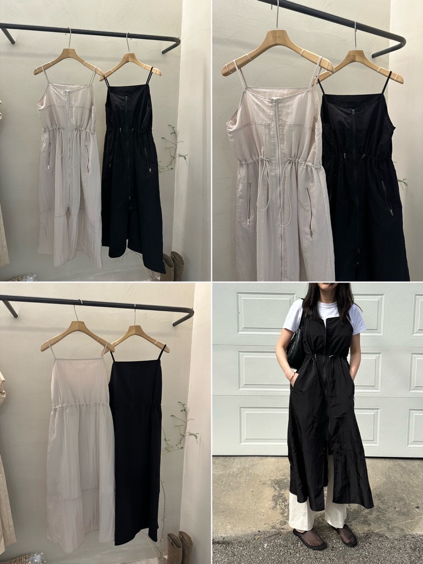 HUE韓國直郵東大門實拍女裝新品24春夏職業休閑連衣裙拉鏈ERIA/HUE連衣裙