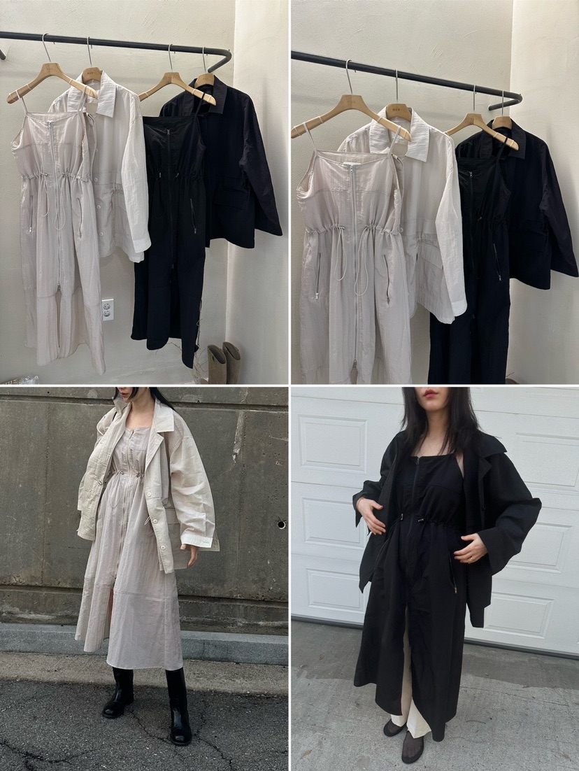 HUE韓國直郵東大門實拍女裝新品24春夏職業休閑連衣裙拉鏈ERIA/HUE連衣裙